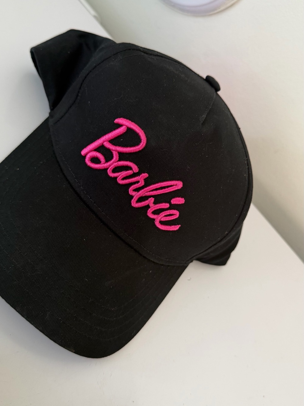 Barbie Black Cap with Hot Pink Script Logo